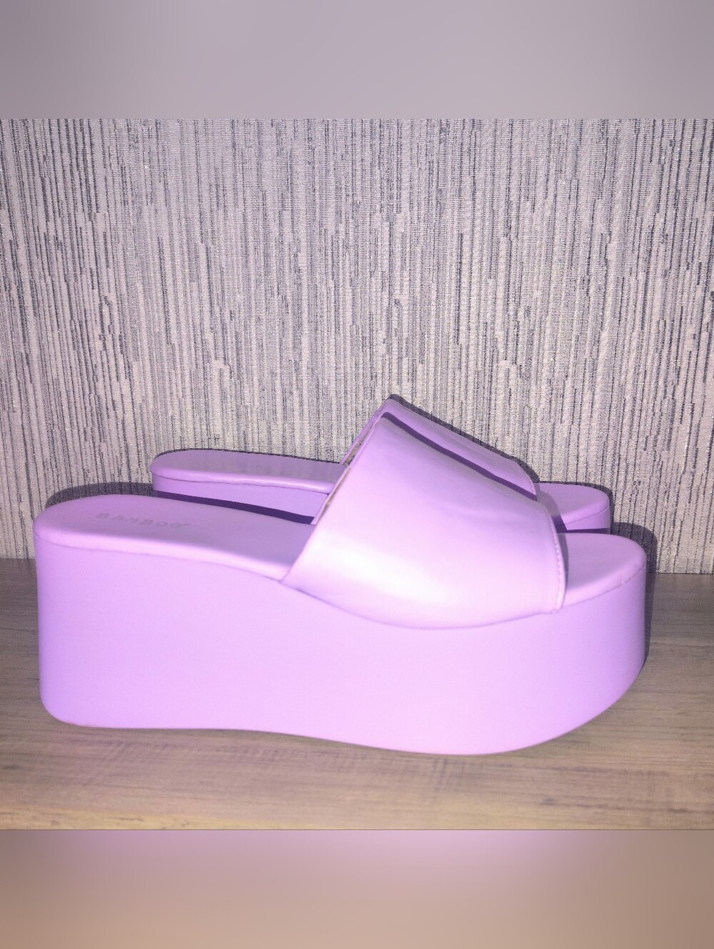 Lilac Platform Slide Sandals